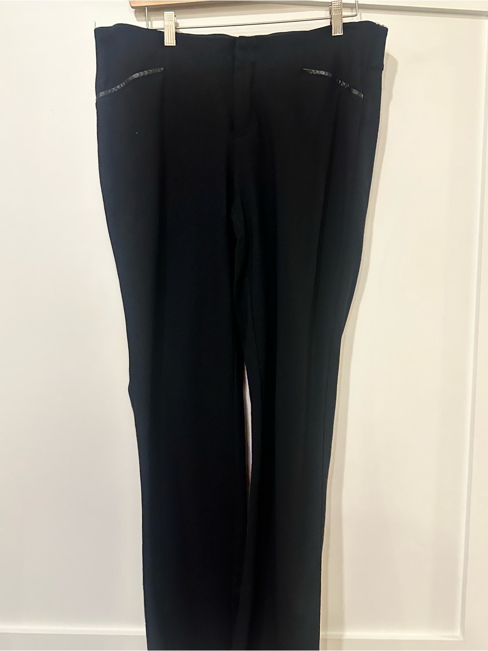 I.N.C. International Concepts black ponte knit straight-leg pants w faux leather